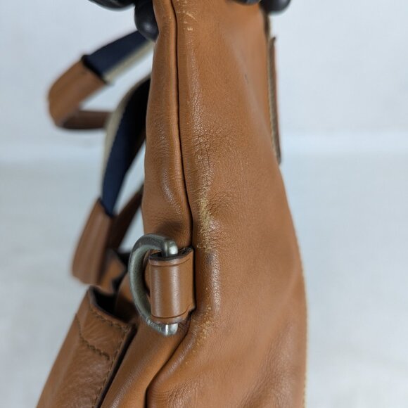 Coach Brown 2-Way Shoulder & Tote Brown Leather Bag Heritage Stripe Made Vietnam - Picture 15 of 16